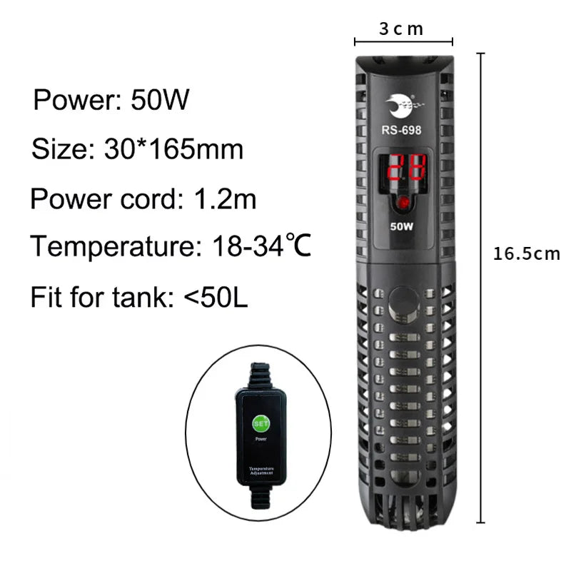 Aquarium Submersible Heater Fish Tank Water Heating Rod Constant Aquarium Thermostat Temperature Control 220-240V 50-500w