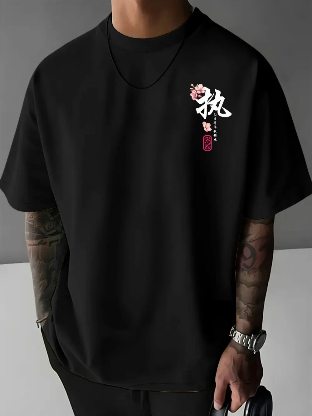 American men's summer ghost mask dancer letter print comfortable and breathable round neck T-shirt outdoor street top