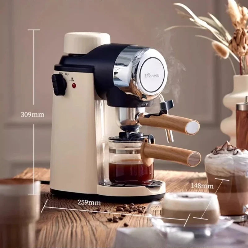 220V Bear Coffee Maker Small Home Espresso Semi Automatic Office All in One American Hand Grind Brew Machine CQ