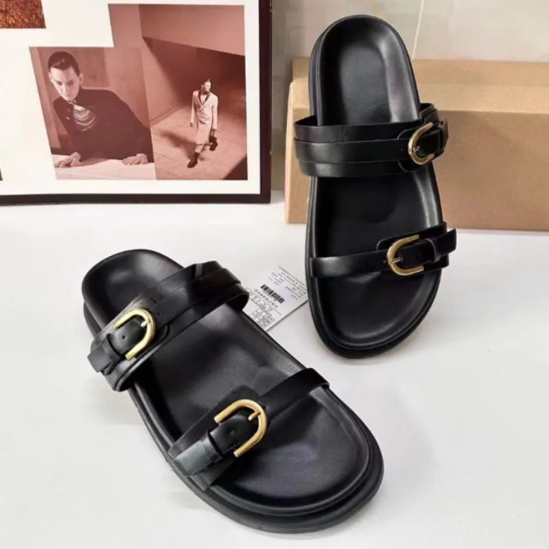 2025 Women's Summer Shoes Casual Platform Leopard Print Outside Beach Shoes for Ladies Open Toe Plus Size Fashion Footwear