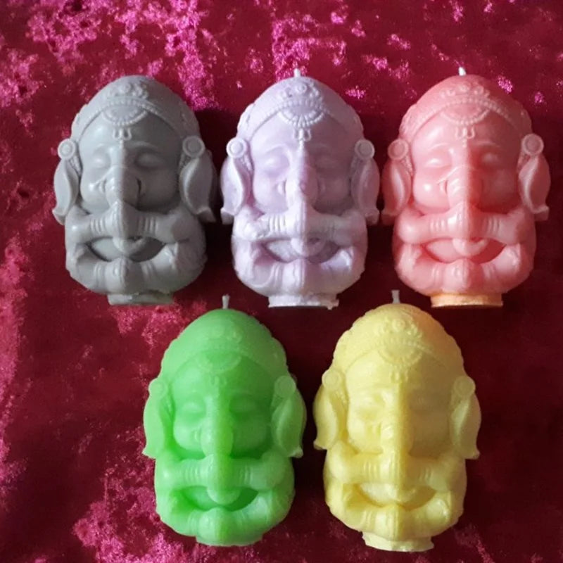 1 Pcs 3D Ganesh Soap Candle Mold Mould Ganesha Silicone Mold For Candle Decorating Resin Epoxy Crafts Gyspum Statue Molds