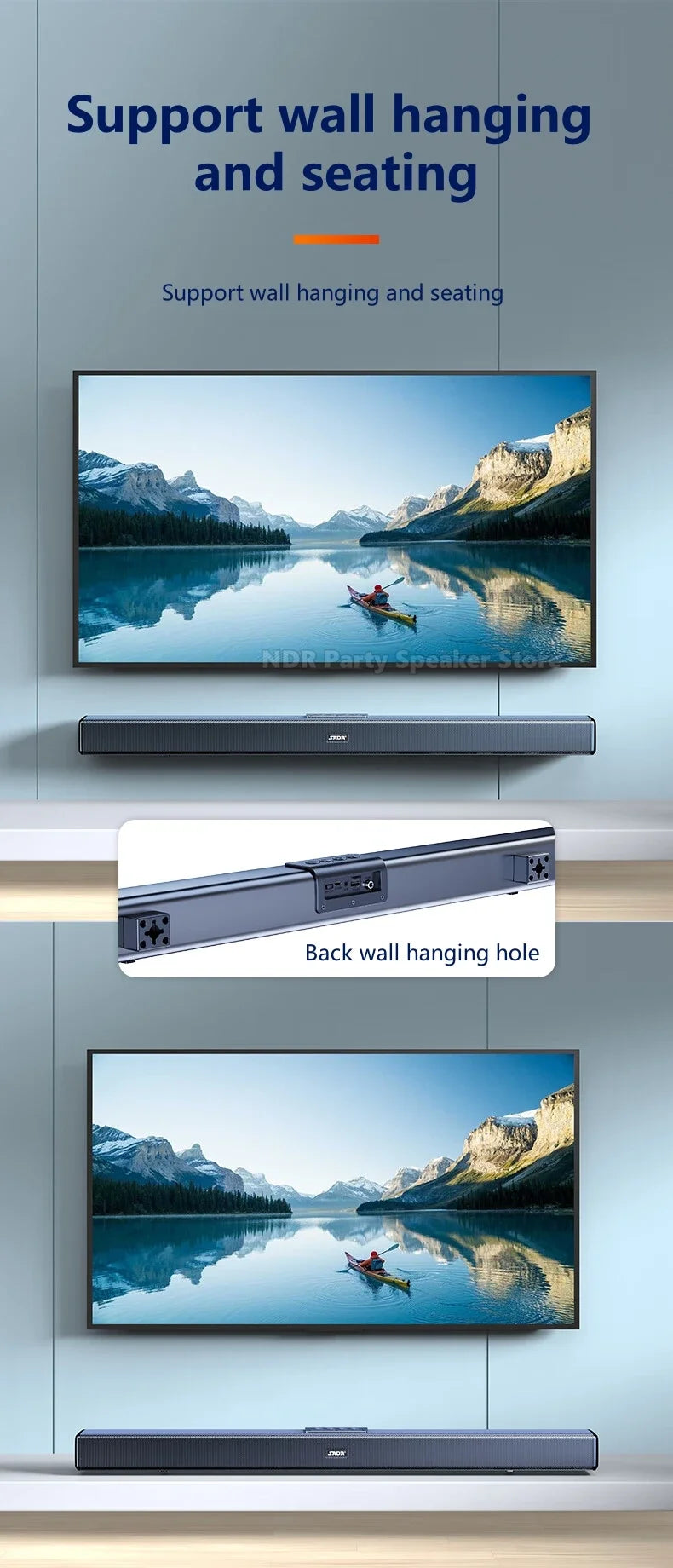 9D Stereo Sound Bar For TV Cinema Echo Wall Bluetooth Speakers COAX AUX U Disk Home Audio Subwoofer 8 Horns 40W High Power