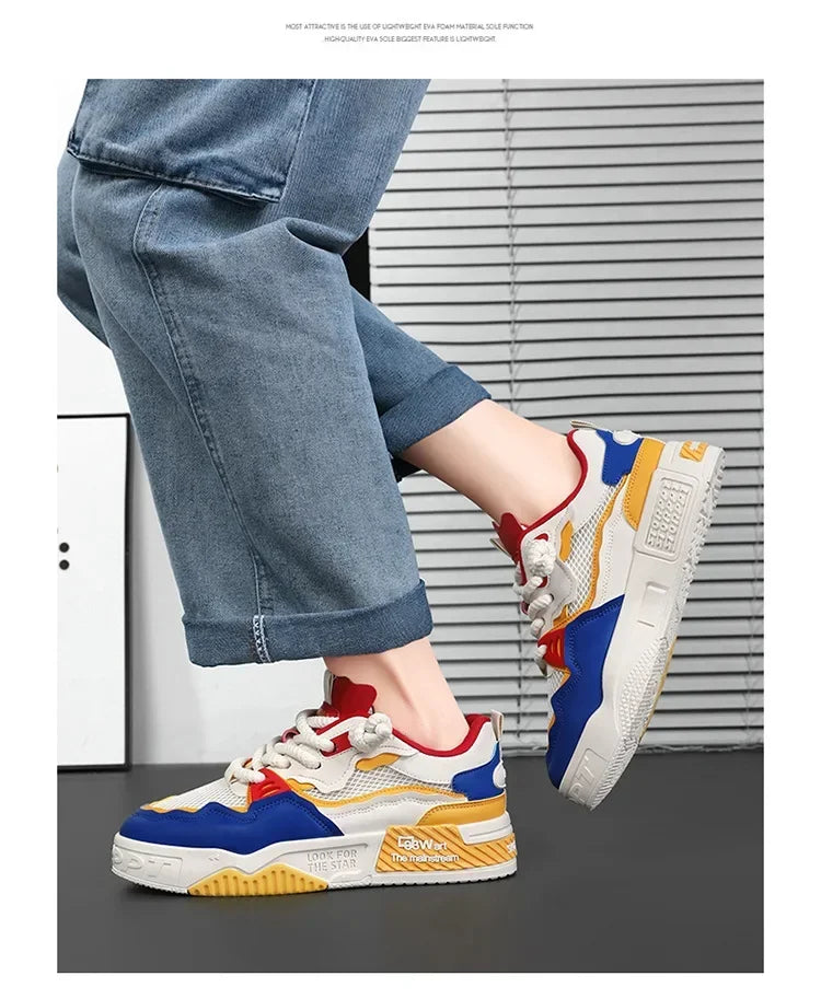 2025 new large-sized men's shoes, all-season fashion and versatile, soft-soled white sneakers and sports shoes