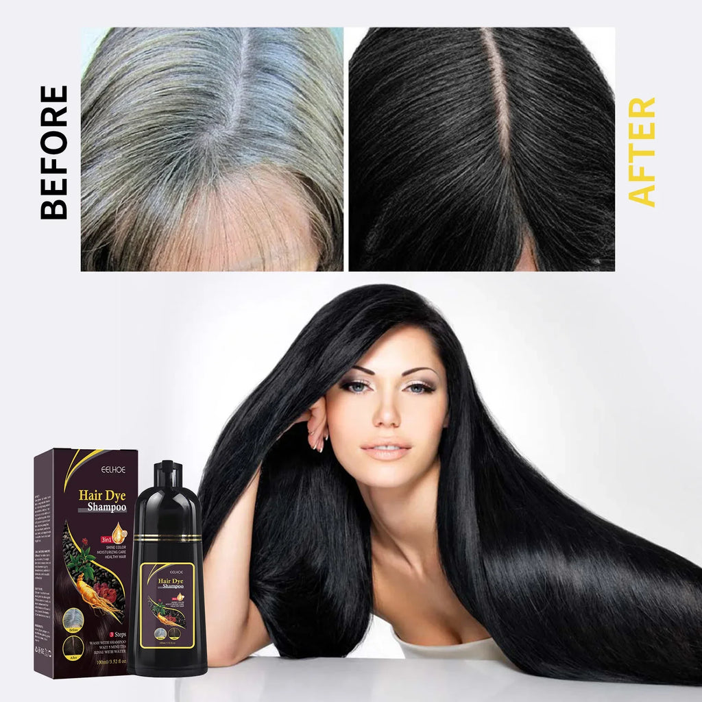 100ml Black Hair Shampoo 3 In1 Hair Dye Shampoo Repairing and Softening Shampoo Moisturizing Cleaning Hair Care for Women Men