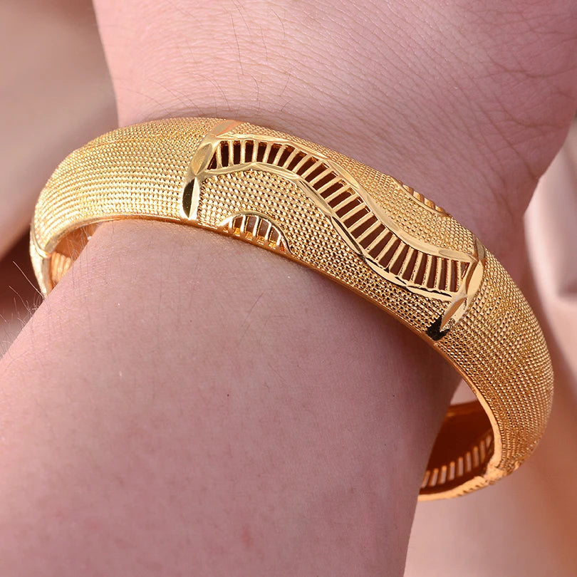 24K 1pcs  France Dubai Bangles Gold Jewelry Gold Color Bangles For Ethiopian Bangles & Bracelets Ethiopian Jewelry Bangles