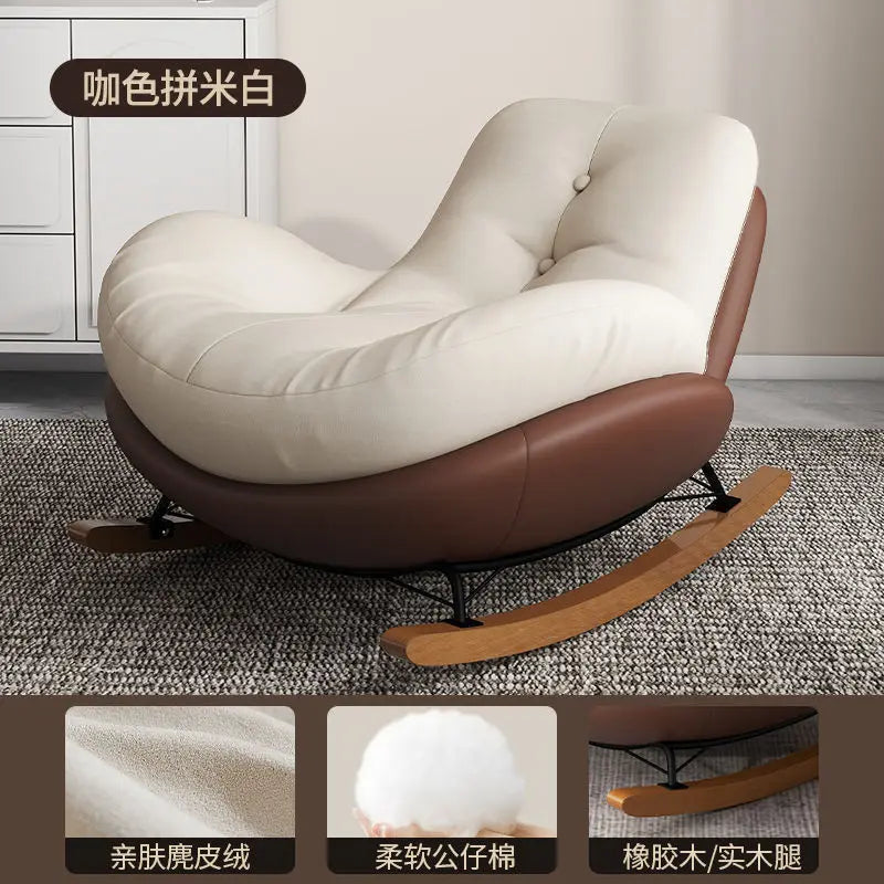 Eggshell Rocking Lazy Sofa, Balcony Living Room Home Drama Recliner