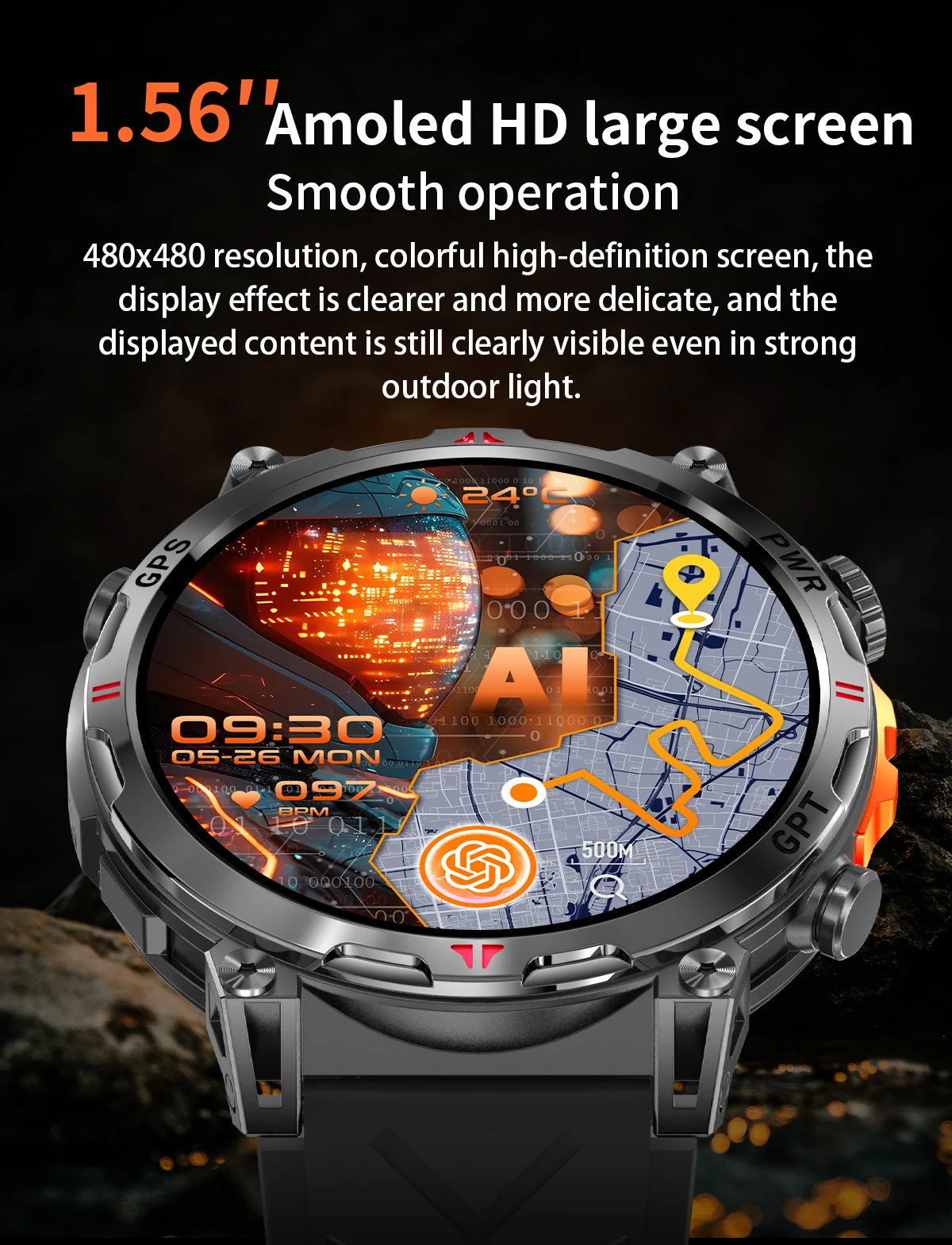 2026 New Outdoor GPS Sports Smartwatches Men Compass 10ATM Waterproof 24/7 Health Monitoring Chat GPT Bluetooth Call Smart Watch