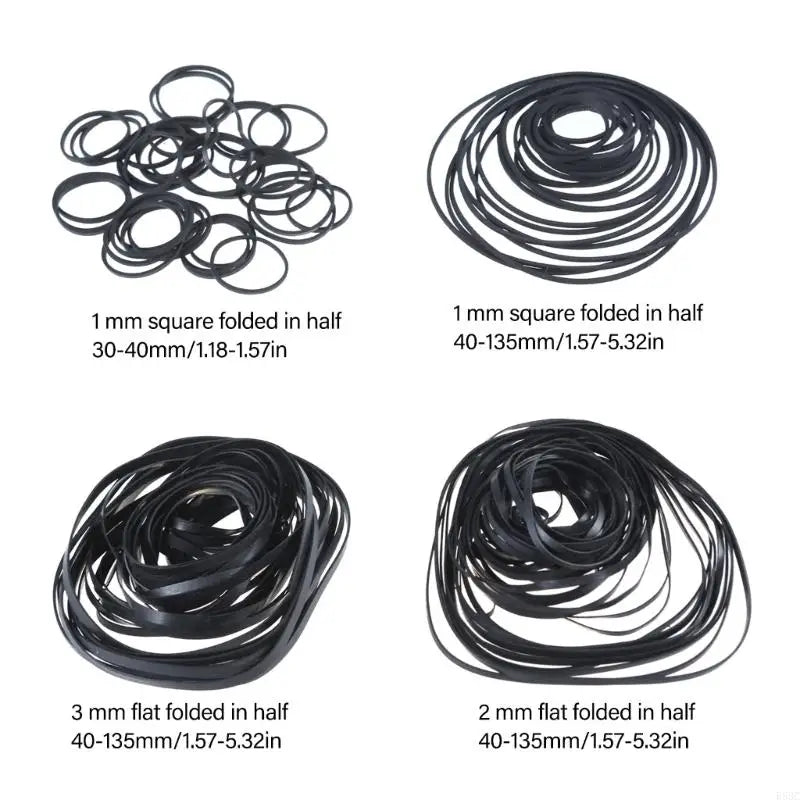 180Pcs Rubber Belts Assortment Cassette Player Video Recorders Turntables Various Recorder Models Mixed