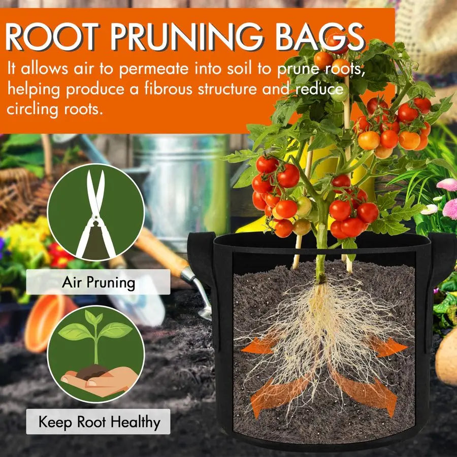 20Pack 5 Gallon Grow Bags, Aeration Fabric Pots with Handles, Heavy Duty Plant Bags for Plants