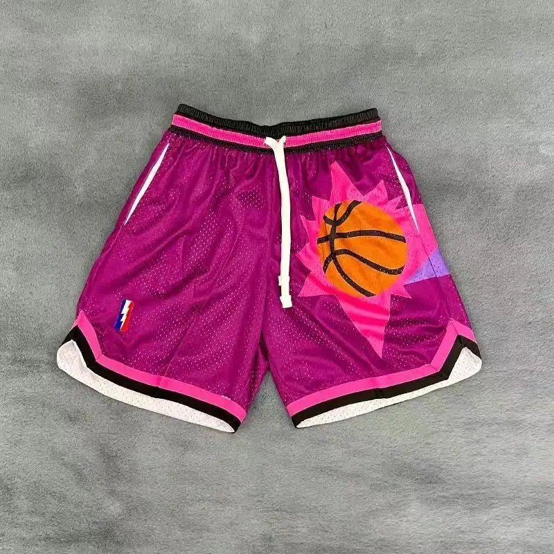 American Retro Embroidered Sports Shorts Men's Loose Casual Simple Personalized Four-point Basketball Pants Male Sportswear