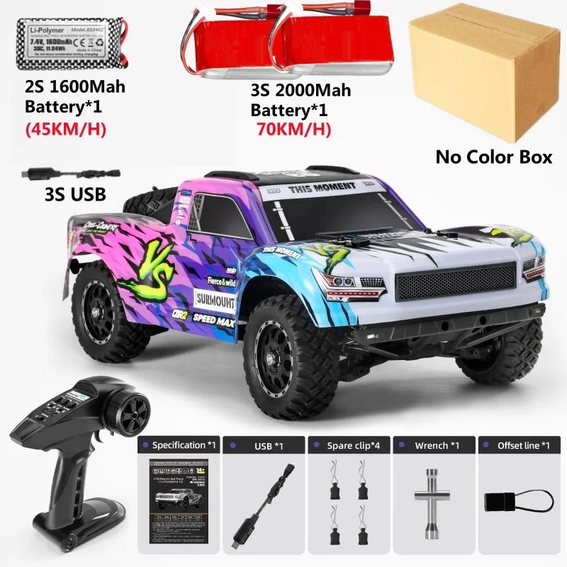 70KM/H Brushless RC Short Car 1/16 Brushless 4WD RC Short Course TruckIndependent SuspensionFull Ball Bearings Metal Driveshaft