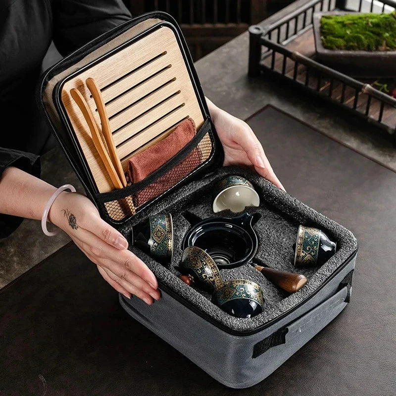 Chinese Kung Fu Tea Set Sand Ceramic Tea Set Travel Kung Fu Tea Set Gift Porcelain Purple Clay Pot Poured Ceramic Tea Set