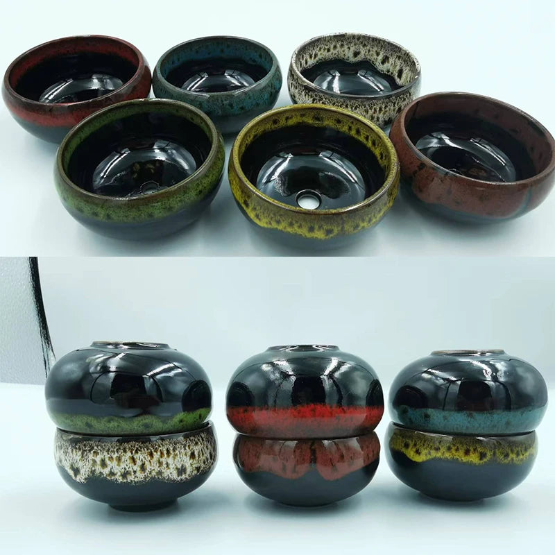 6pc Kiln-changed Flower Pot Bonsai Ceramic Pots For Plants Mini Succulent Plant Small Cactus Outdoor Container Modern Decorative