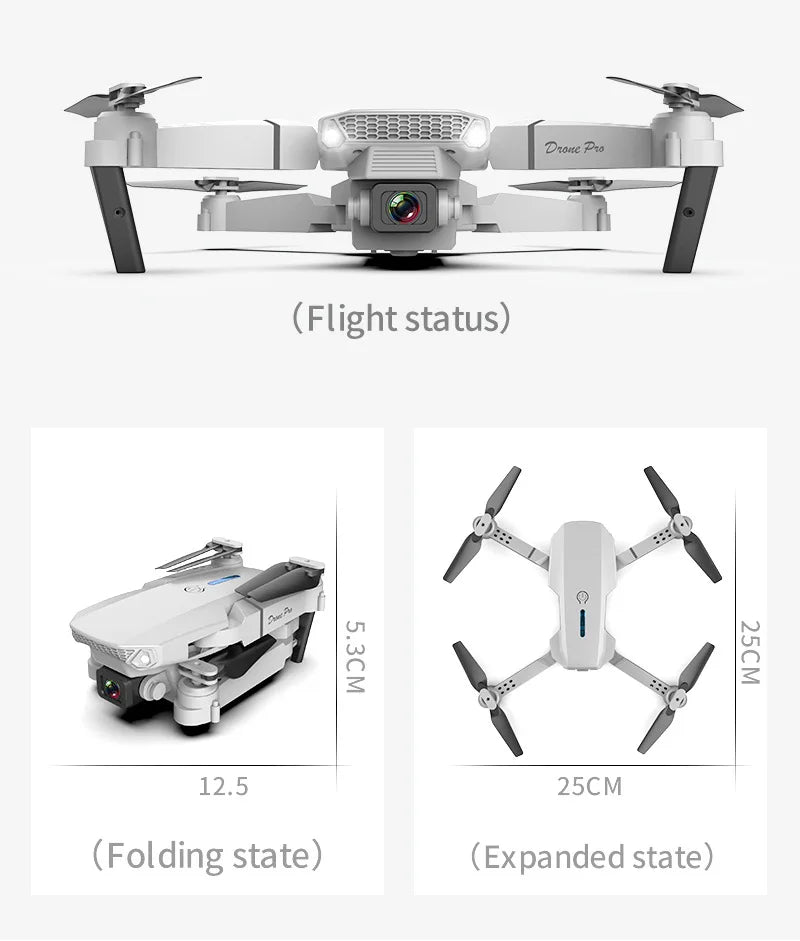 Drones Toys Gifts 8K HD Dual Camera 2026 E88 Plus Mini Foldable GPS Brushless Motor Obstacle Avoidance RC Quadcopter LED For IOS