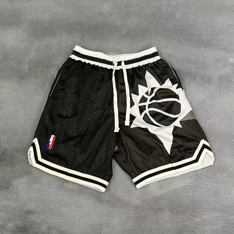 American Retro Embroidered Sports Shorts Men's Loose Casual Simple Personalized Four-point Basketball Pants Male Sportswear