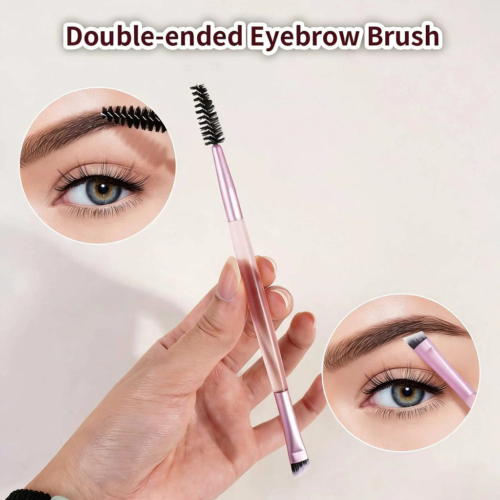 15 PCS Makeup Brushes Double-ended Makeup Brush Set Double Sided Angled/Round Top Brush Foundation Contour Blending Eyebrow Eyes