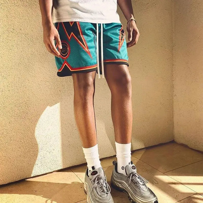 American Retro Embroidered Sports Shorts Men's Loose Casual Simple Personalized Four-point Basketball Pants Male Sportswear