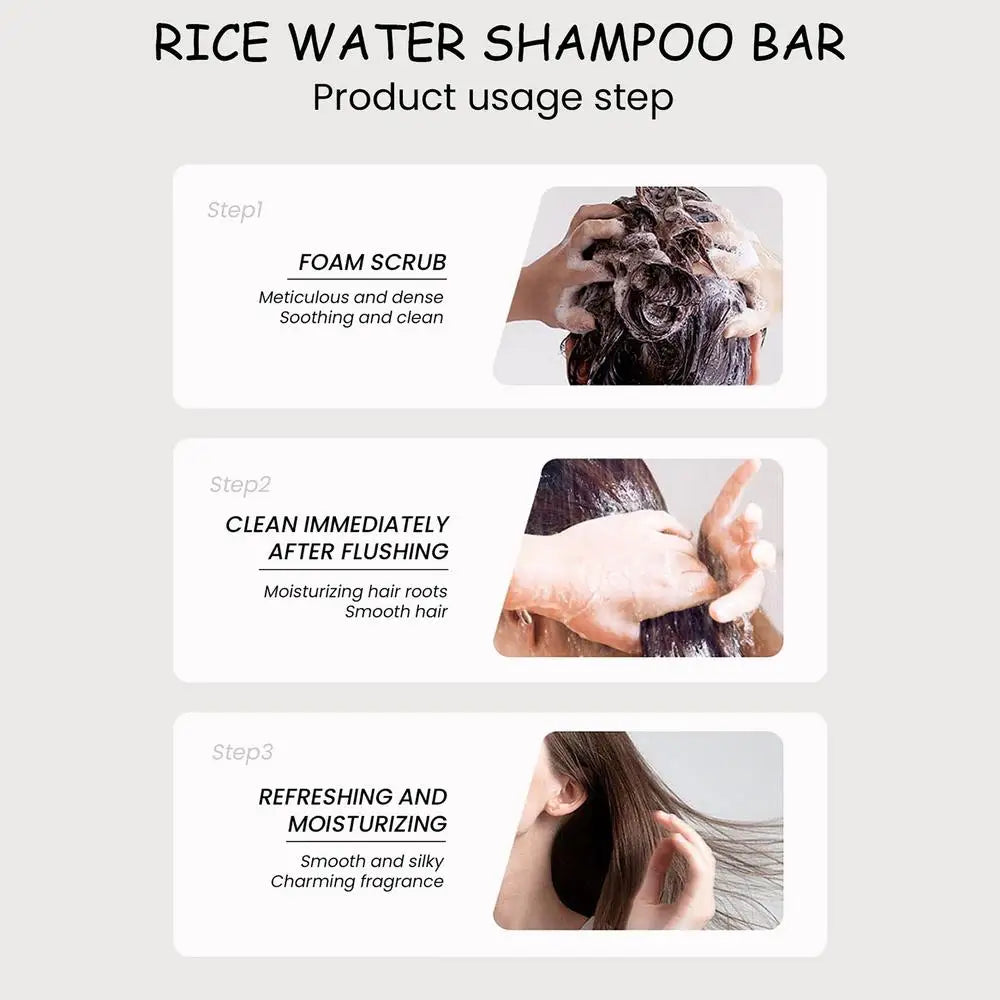 1/2/3pcs Organic Rice Shampoo Soap Bar Cleanses Oil Free Conditioning Soap Rice Water Protein Nourishing Hair Growth Soap Bar