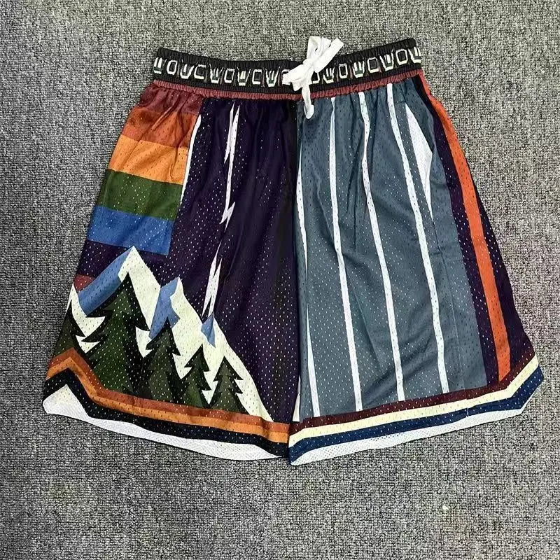 American Retro Embroidered Sports Shorts Men's Loose Casual Simple Personalized Four-point Basketball Pants Male Sportswear