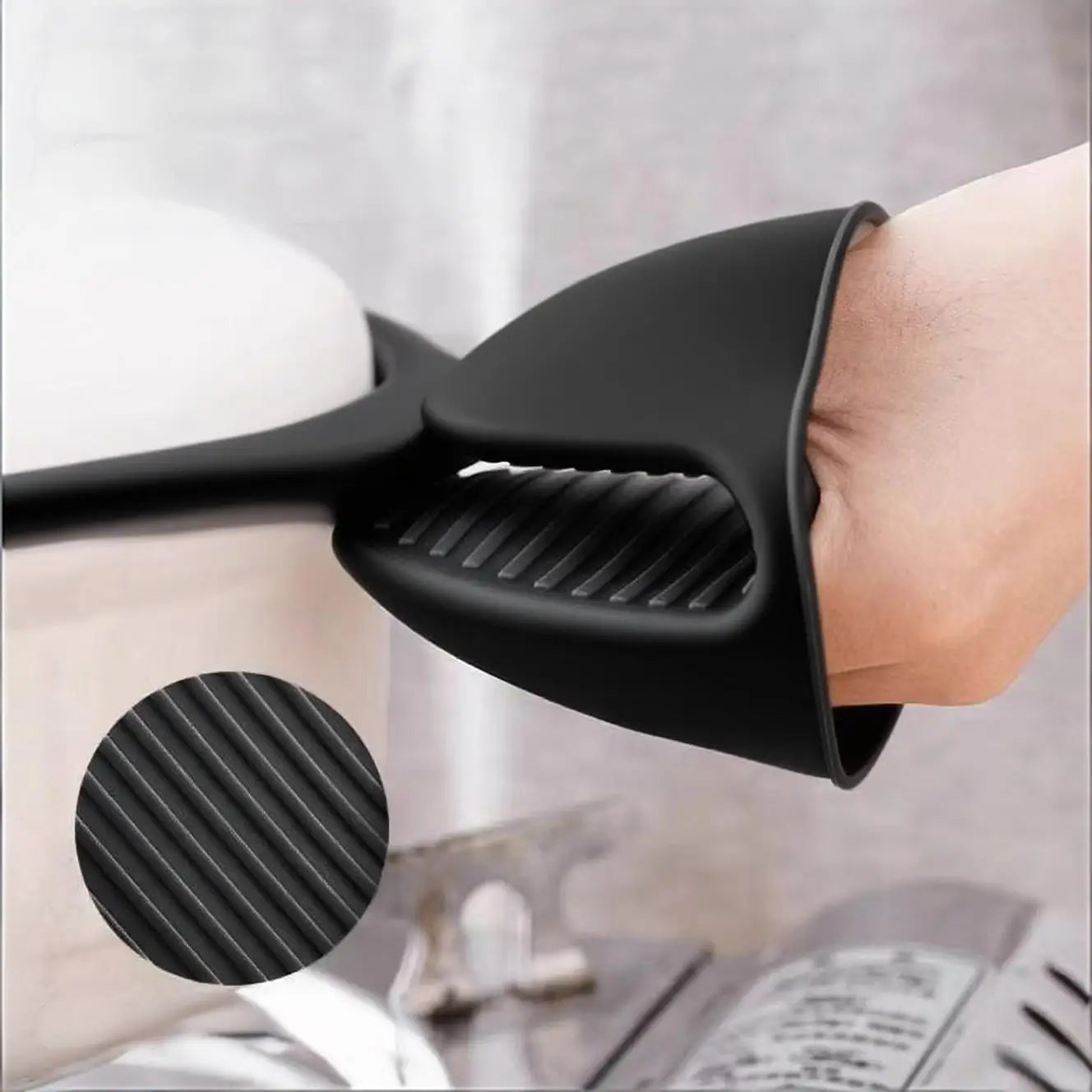 1Pair Oven Mitts Silicone Heat Resistant Pinch Mitts Anti Scalding Non Slip Gloves Clips Pot Holder Cooking Baking Oven Mitts