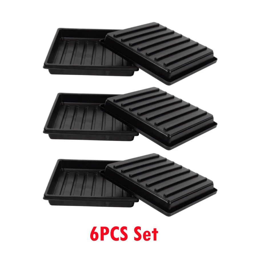 6PCS 27x27cm Square Plastic Garden Seed Starter Grow Trays No Drain Holes Plant Seeding Tray Flats for Growing Microgreens Wheat