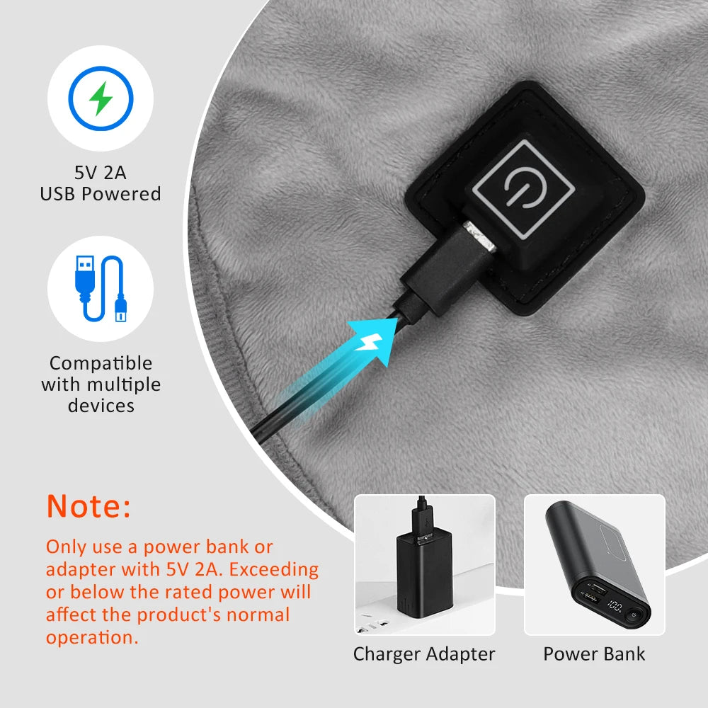 Electric Heating Shoulder Neck Pad USB Heated Back Wrap 3 Heat Level Soft Hot Compress Back Shawl Neck Shoulder Fast Heated Pad