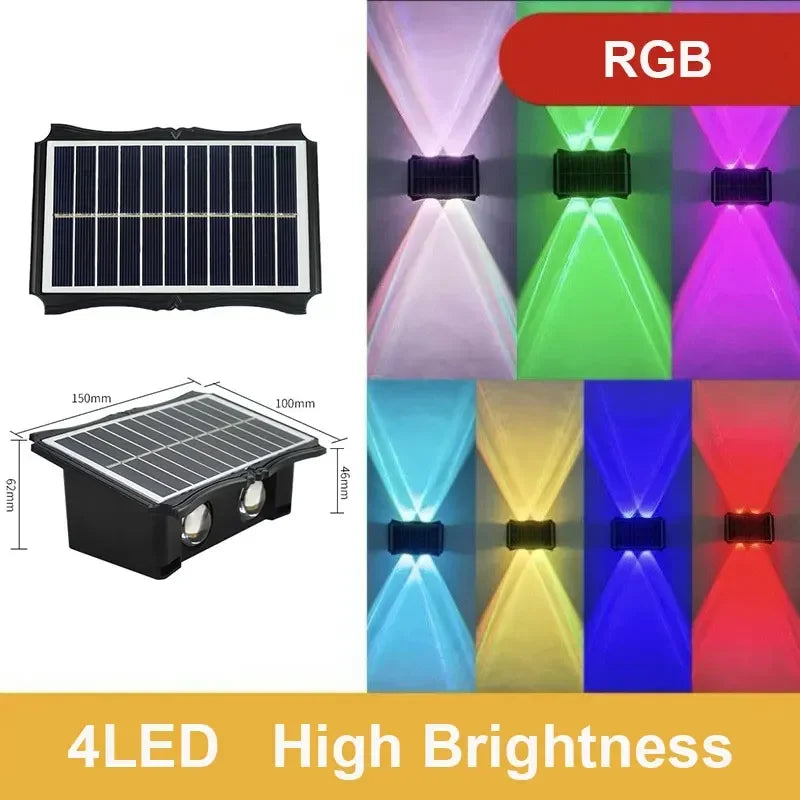 4/6/8LED Solar Wall Lamp Up and Down Luminous Lighting Outdoor Waterproof Decorative Light for Garden Balcony Yard Exterior Wall