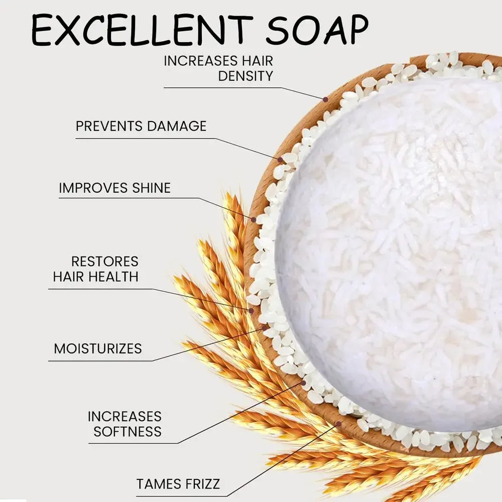 1/2/3pcs Organic Rice Shampoo Soap Bar Cleanses Oil Free Conditioning Soap Rice Water Protein Nourishing Hair Growth Soap Bar