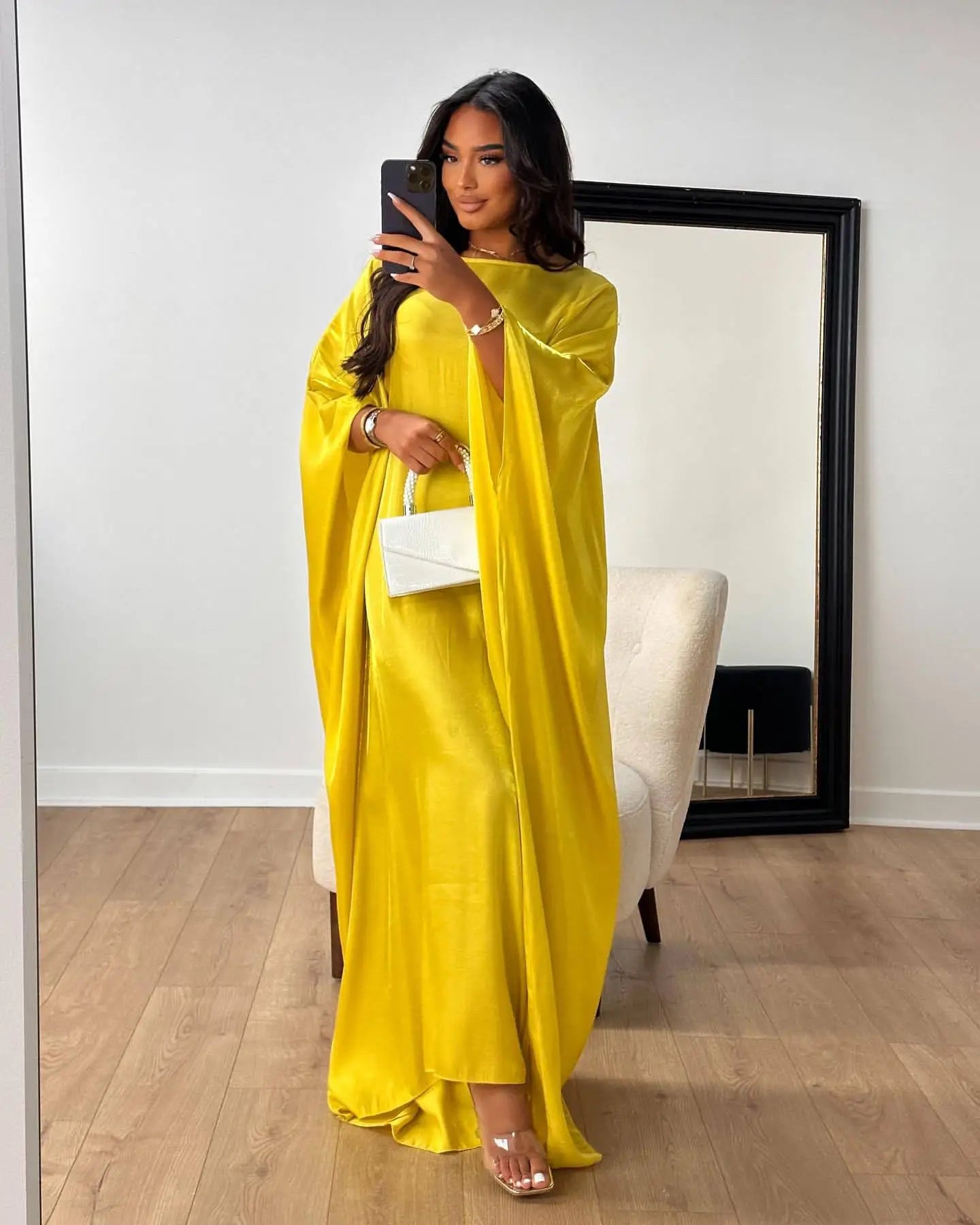 Ele Loose Robe Dr iny Fabric Par Dr Spring Summer Glowing Long Dr Women's plus Size Ele Gown