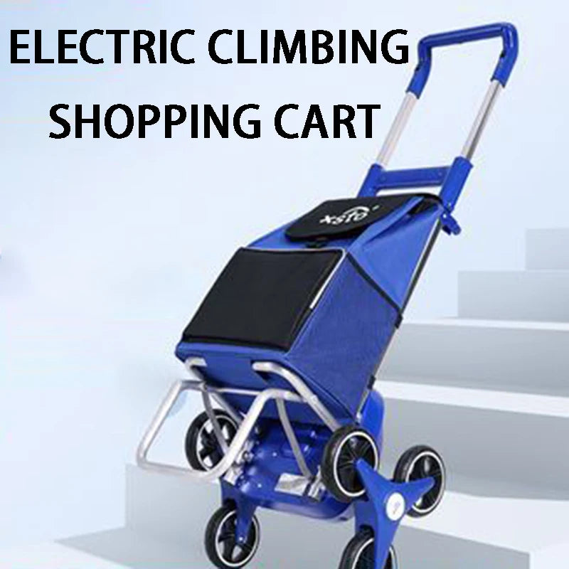 Electric Climbing Shopping Cart Large Capacity Silent Electric Handcart Household Portable Foldable Shopping Bag with Wheels