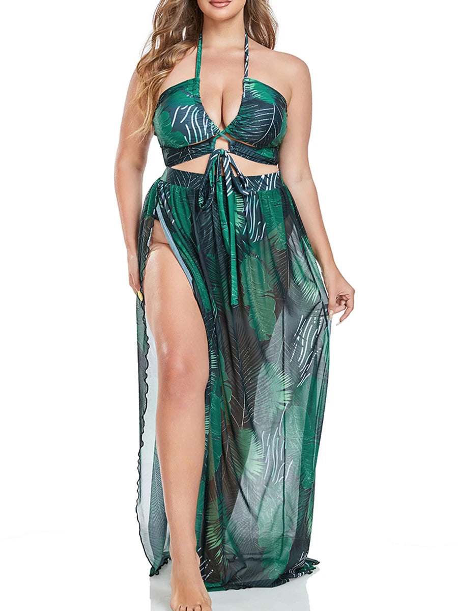 3 Pieces Bikinis With Beach Skirt High Waist Swimsuit Women Large Plus Size 2026 Swimwear Female Bathing Swimming Swim Suit 4XL