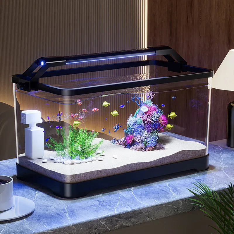 Acrylic Aquariums Small Fish Tank Household Desktop Decoration Fishbowl Transparent Aquarium Fish Breeder Box with Light