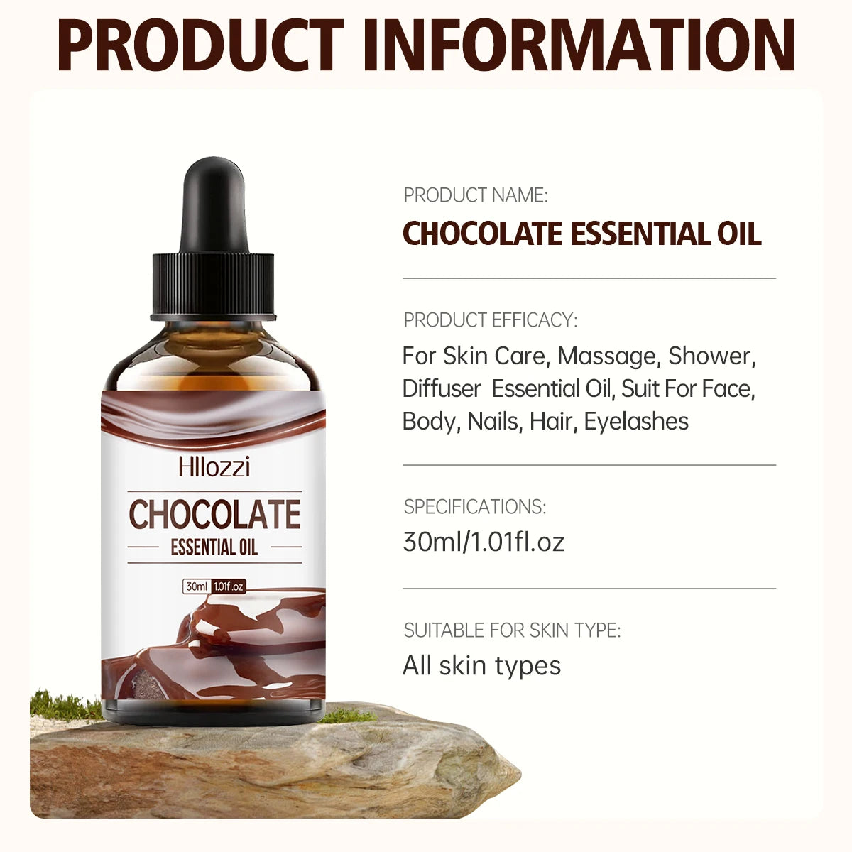 Chocolate essential oil，suitable for humidifiers, air fresheners, candle making, long-lasting fragrance, suitable for all skin.