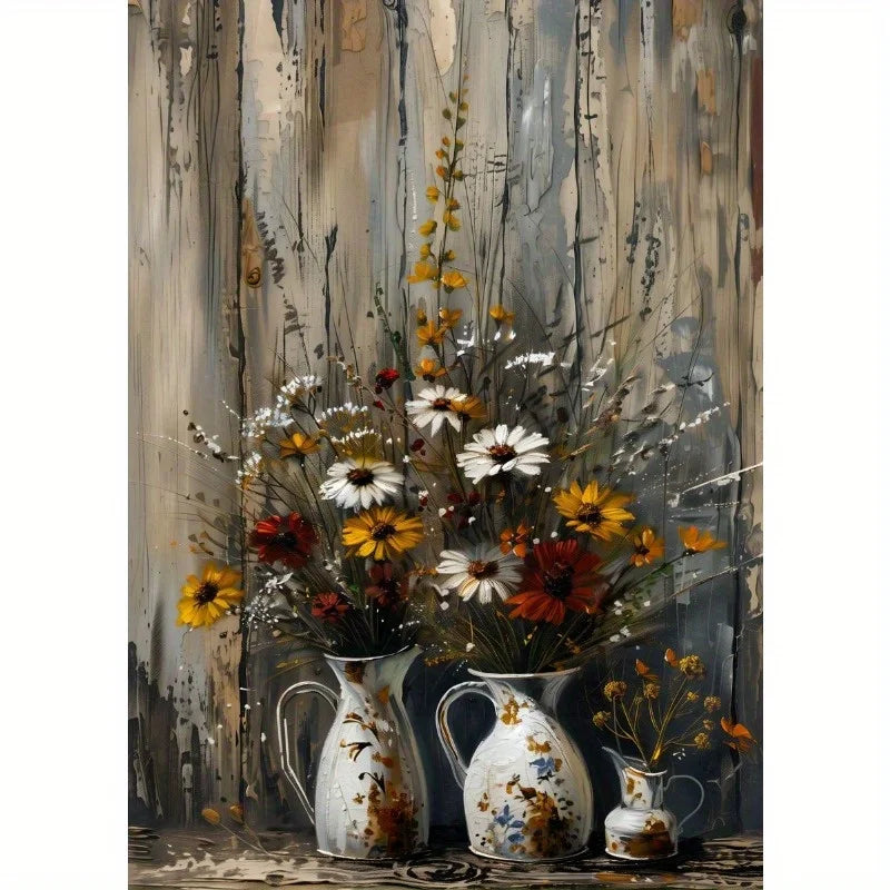 1pc Frameless Retro Still Life Poster Printing Lemon Olive Tree Plant in Vase Canvas Painting Plant Antique Family Room Decor