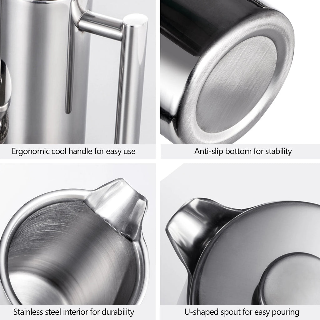 Coffee Maker Stainless Steel Double Walled Insulated Coffee   Maker Pot 350ml/800ml/1000ml French Press