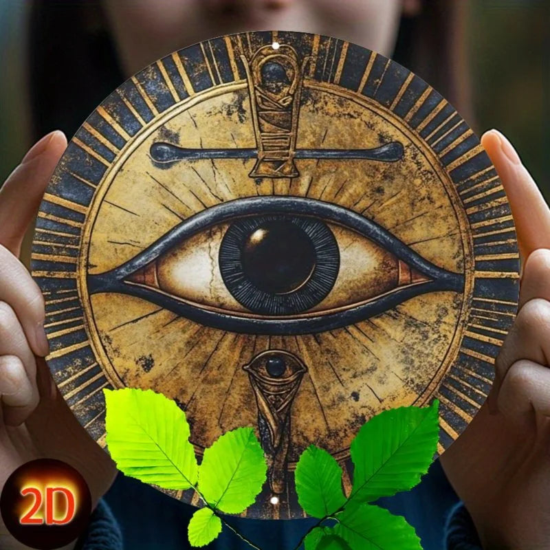 Egyptian Eye of Horus Metal Wall Art, Aluminum Sign for Home, Office Decor, Vintage Style No-Odor Plaque for Garden, Bar,  Party