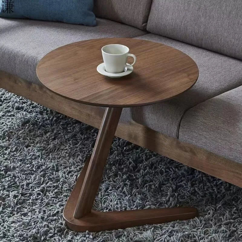 Coffee Table Solid Wood Round Side Table Sofa Bedside Small Living Room Hotel Guesthouse Minimalist Portable Folding Furniture