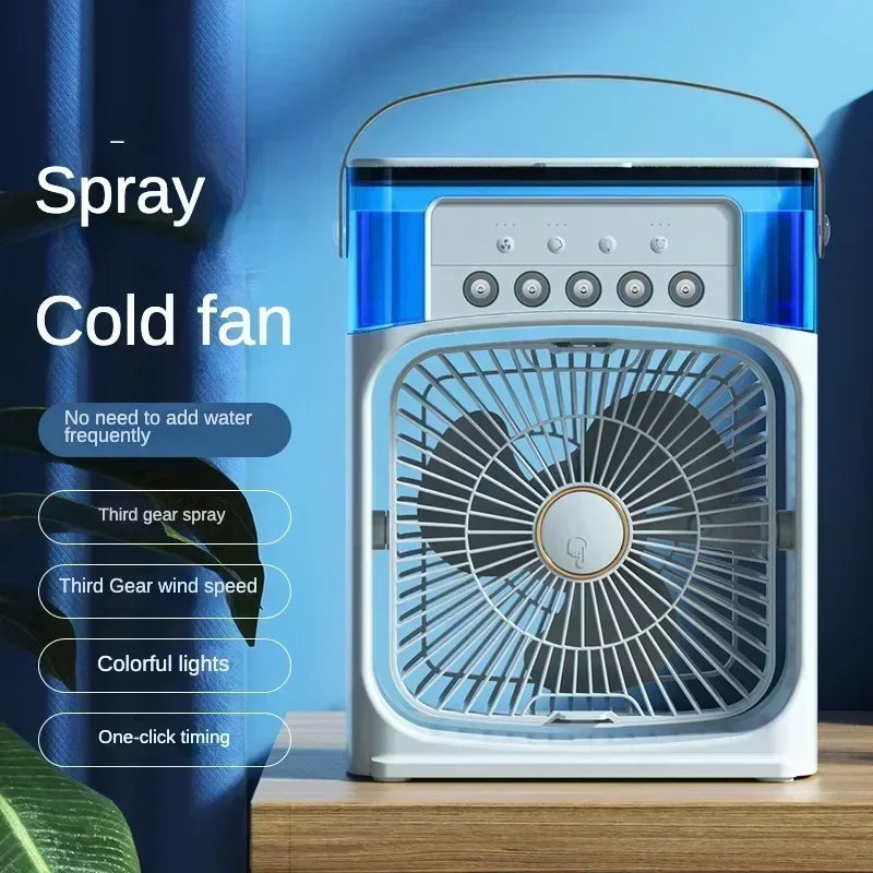Fan - 3 in 1 Portable Desktop Humidifier Cooler USB Mini Air Conditioner Night Light Spray Quiet Summer Cooling for Home