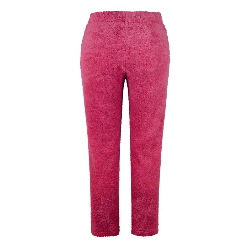 Autumn Winter New Women's Clothing Solid Color Loose Elastic Waist Plush Trousers