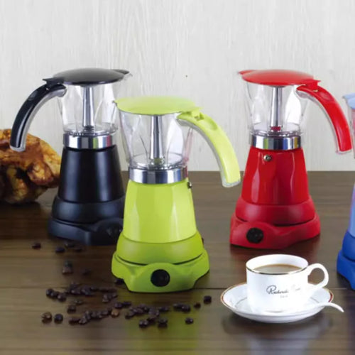 150ml/300ml Electric Coffee Maker Cups Aluminum Mocha Pot 480W Electric Italian Coffee Maker Percolator for Home Silver 3/6Cups