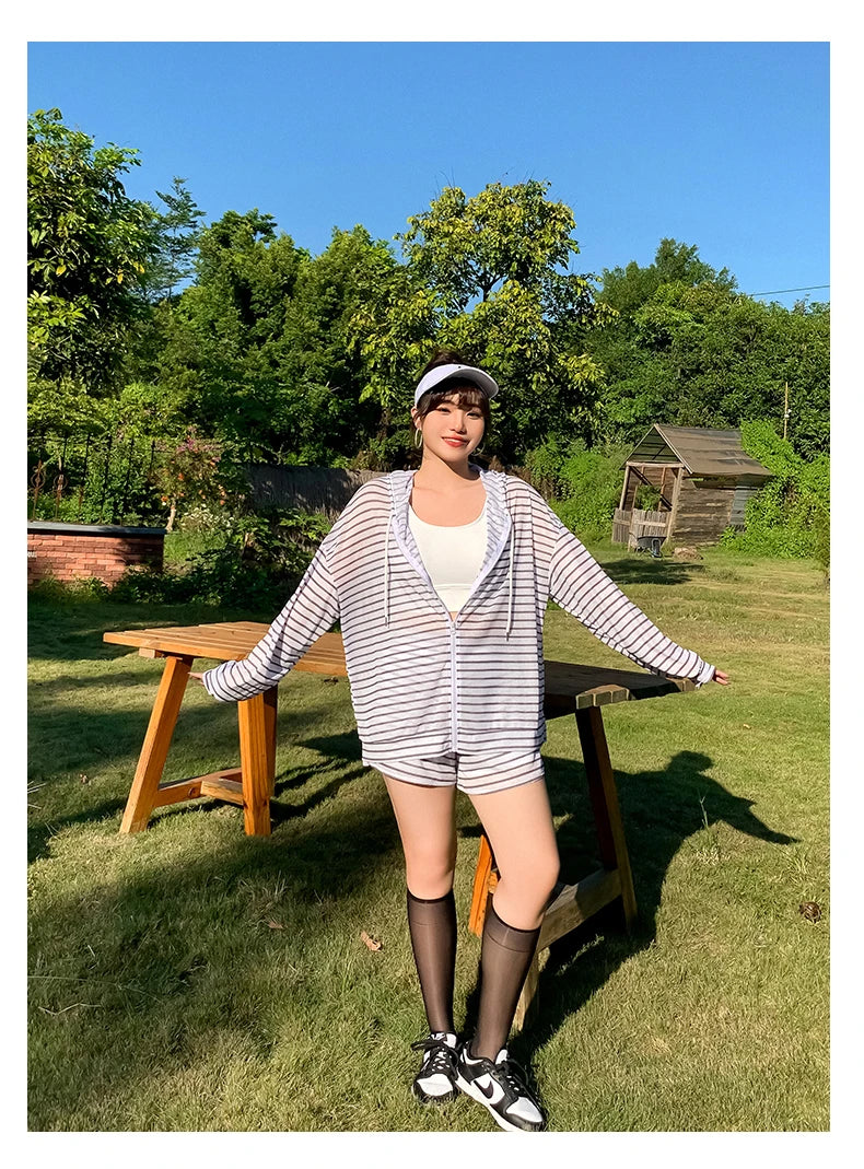 Bikini Set Plus Size Women Swimwear Swimming Suits 3 Pieces Cover Ups Beach Ladies Bottom Tops Long Sleeve Sunscreen Shirt