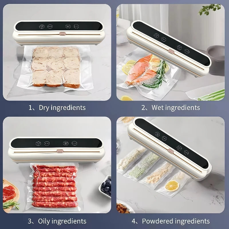 Electric Vacuum Sealer Built-in Cutter Kitchen Food Storage Seal Touch Button Dry/Wet Food Sealing Packaging Vacuum Machine