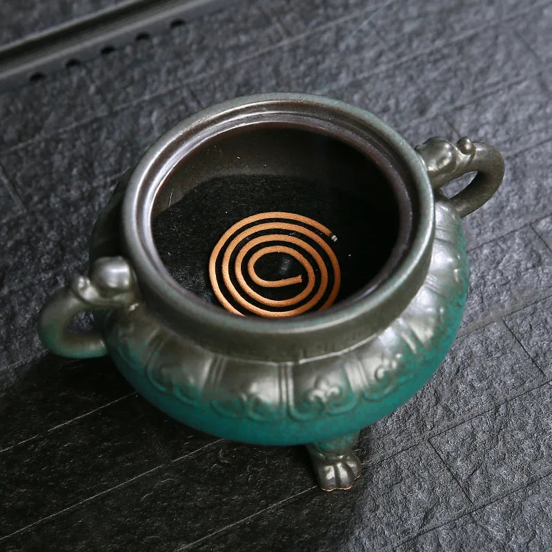 Antique ceramics Incense Burner Chinese Home Bedroom Decoration Animal Foot Plate Incense Burner Tea Ceremony Ornaments