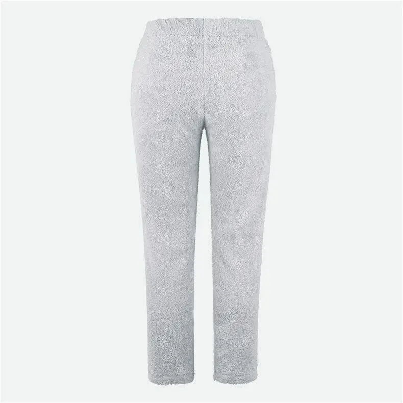 Autumn Winter New Women's Clothing Solid Color Loose Elastic Waist Plush Trousers