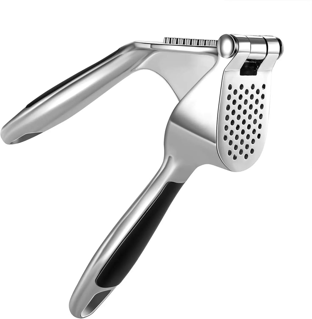 1pc zinc alloy garlic press – ergonomic soft-grip handle, easy to squeeze and clean, efficiently minces garlic cloves.