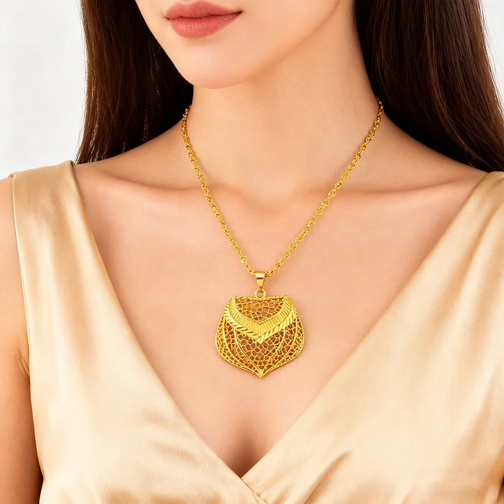 ethiopian jewelry set gold Special design Necklace and earrings Rings set for women high quality plated jewelry sets gifts