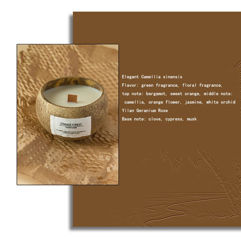 Coconut Shell Aromatherapy Candle Essential Oil Fragrance Premium Plant Wax Fragrance Home Companion
