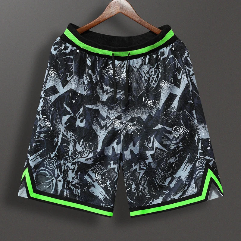 Basketball Pockets Shorts Outdoor Men Sporting Beaching Bottoms 3D Print Traning Bodybuilding Breathable Gym Running Short
