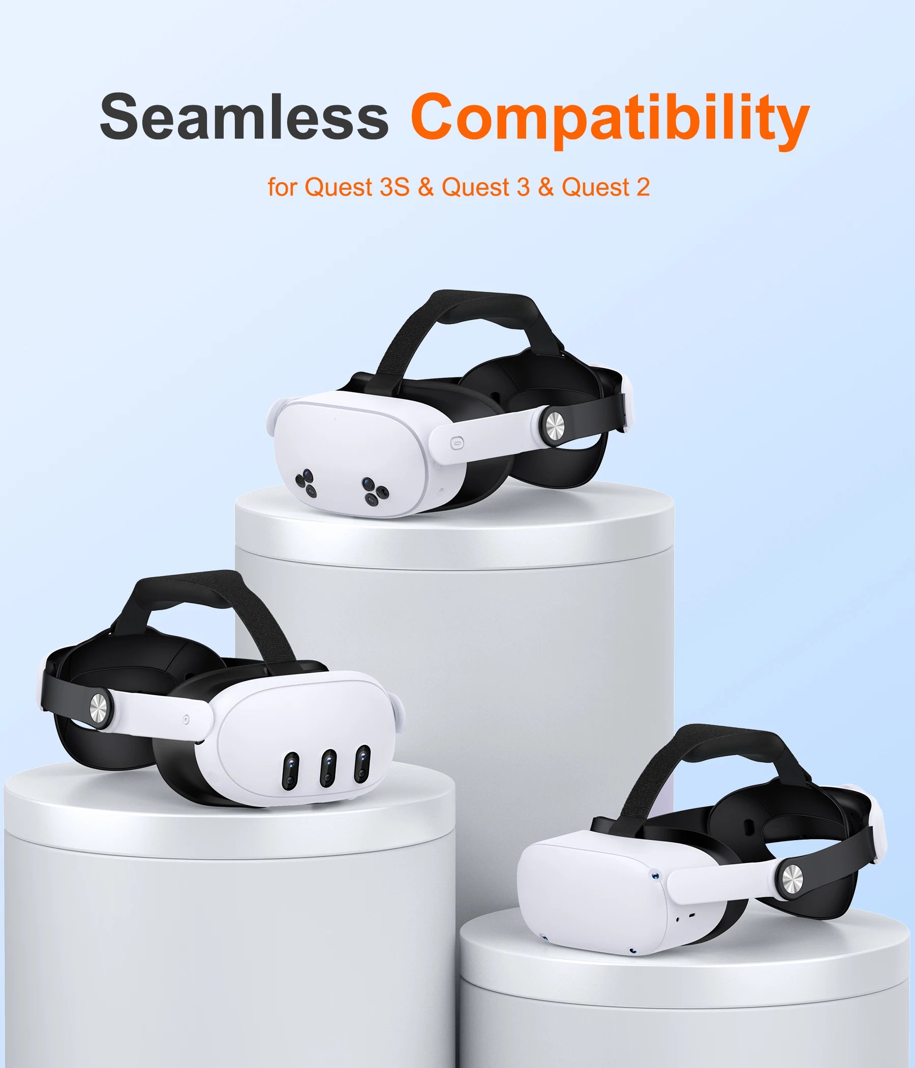 Beboncool Comfort Head Strap for Meta 2/3/3S–Precision-Adjustable Upgrade Headset Strap for VR with Flip Visor & Washable Design