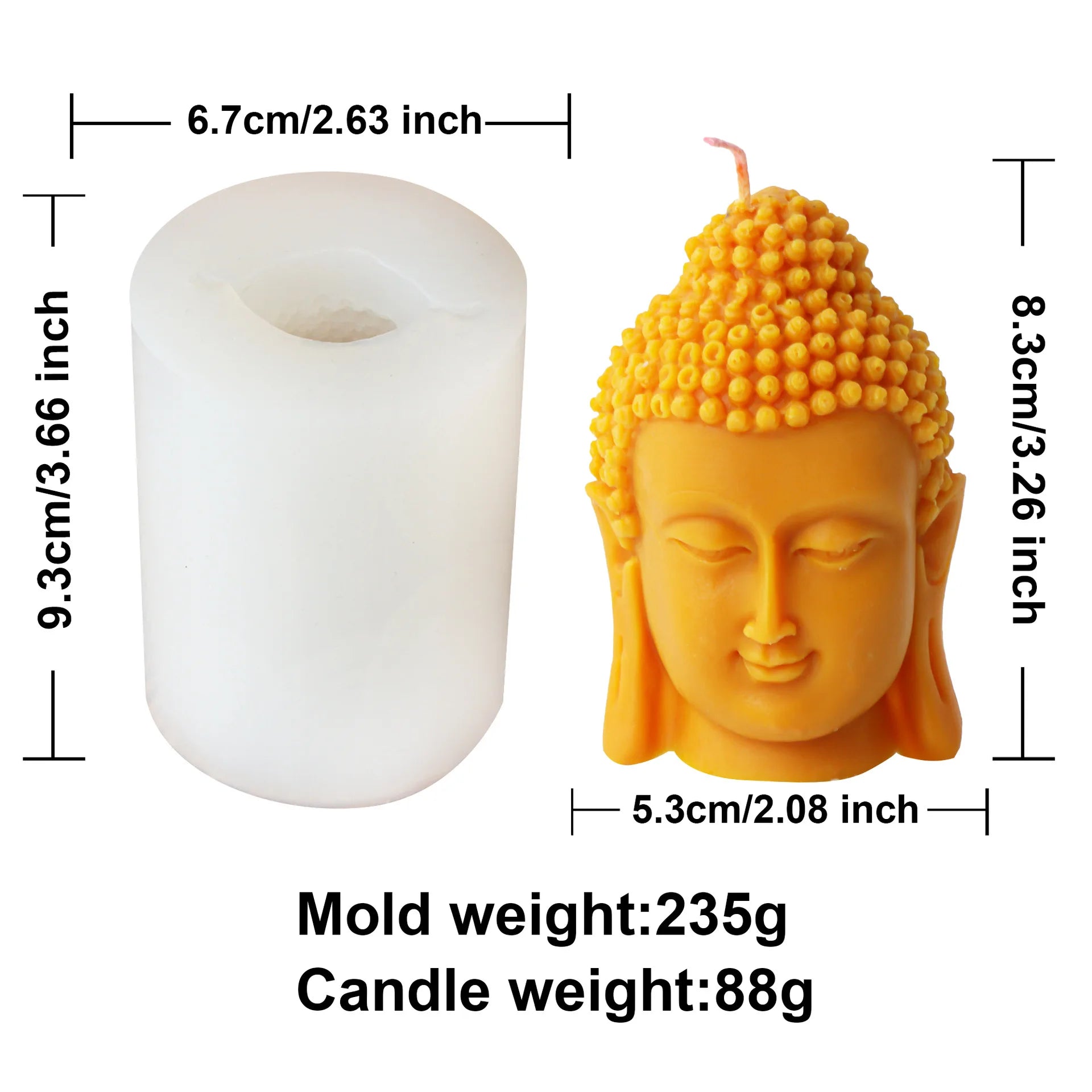 3D Buddha Head Candle Silicone Mold Buddha Church Statue Plaster Resin Mould DIY Candles Wax Clay Craft Ornament Home Decoration
